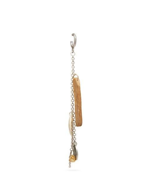 Matchesfashion.com Marine Serre - Upcycled Shell And Wood Charm Single Earring - Womens - Silver