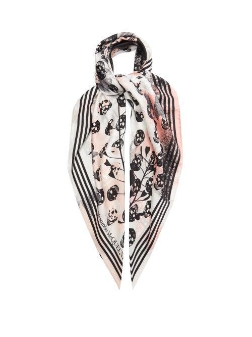 Matchesfashion.com Alexander Mcqueen - Skull-print Silk-faille Scarf - Womens - Multi