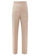 Matchesfashion.com Fendi - High-rise Mohair-blend Trousers - Womens - Beige