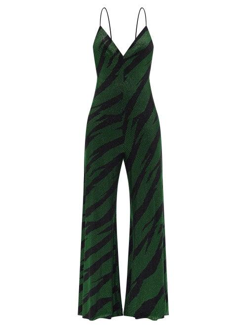 Matchesfashion.com Alexandre Vauthier - Crystal-embellished Jersey Jumpsuit - Womens - Green Multi