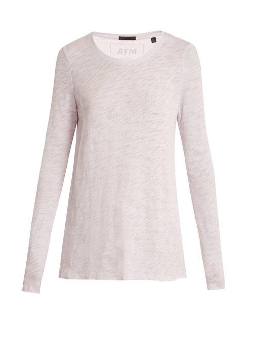 Matchesfashion.com Atm - Destroyed Cotton Slub Jersey T Shirt - Womens - Light Purple