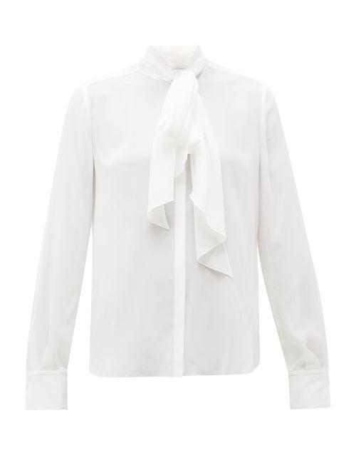 Matchesfashion.com Another Tomorrow - Tie-neck Crepe Blouse - Womens - White