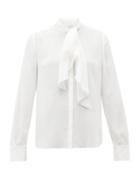 Matchesfashion.com Another Tomorrow - Tie-neck Crepe Blouse - Womens - White