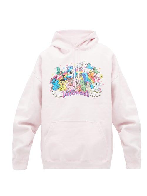 Matchesfashion.com Vetements - Unicorn Print Hooded Sweatshirt - Womens - Light Pink