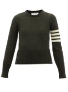 Ladies Rtw Thom Browne - Four-bar Intarsia Wool Sweater - Womens - Khaki