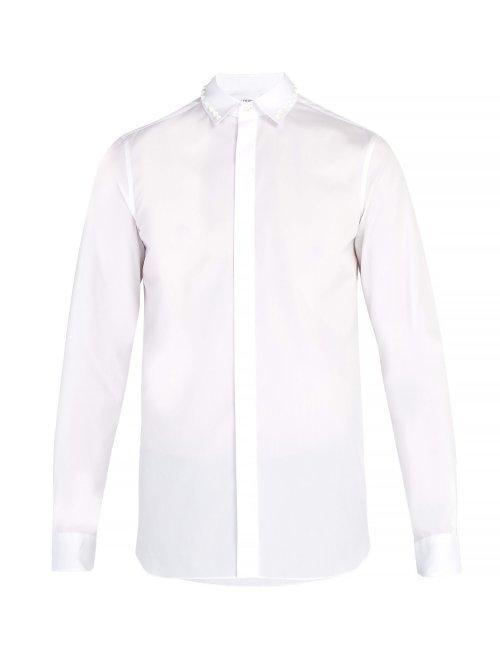 Matchesfashion.com Valentino - Rockstud Collar Cotton Shirt - Mens - White