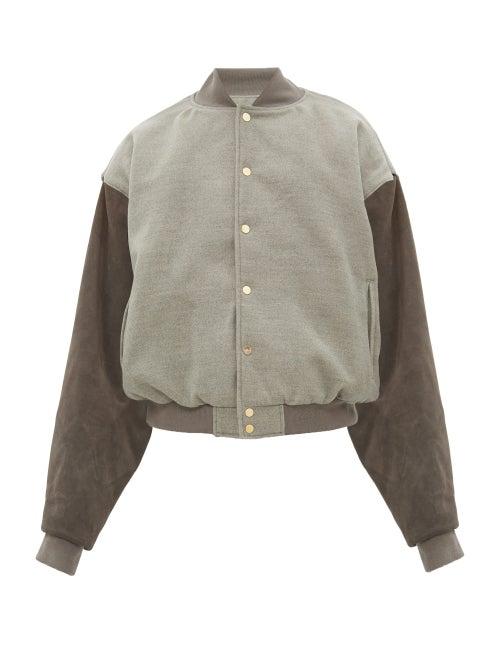 Matchesfashion.com Fear Of God - Sixth Collection Fleece And Suede Bomber Jacket - Mens - Grey