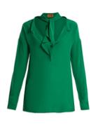 Matchesfashion.com Colville - Neck Tie Silk Blouse - Womens - Green
