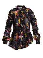Matchesfashion.com Preen By Thornton Bregazzi - Sidone Silk Devor Blouse - Womens - Black Multi
