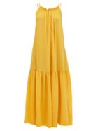 Matchesfashion.com Three Graces London - Tatyana Gathered Scoop-back Silk Maxi Dress - Womens - Yellow