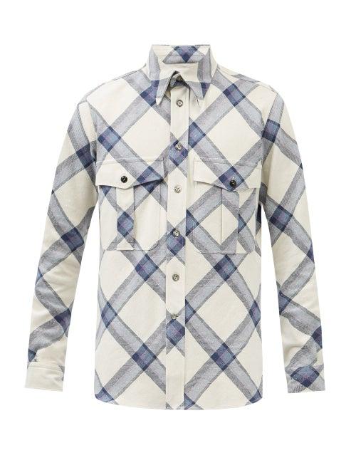 L.e.j - Checked Recycled Cotton-blend Shirt - Mens - Blue Multi