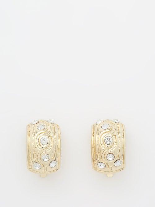 By Alona - Nellie Crystal & 18kt Gold-plated Clip Earrings - Womens - Yellow Gold