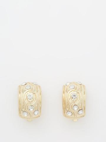 By Alona - Nellie Crystal & 18kt Gold-plated Clip Earrings - Womens - Yellow Gold