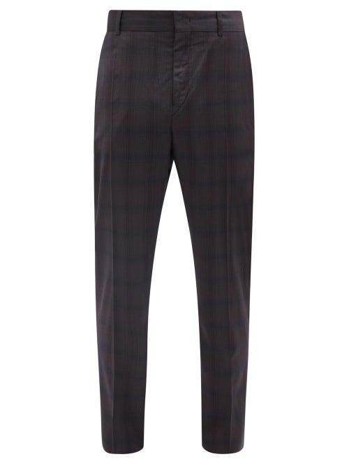 Isabel Marant - Slimy Checked Wool Slim-leg Trousers - Mens - Navy