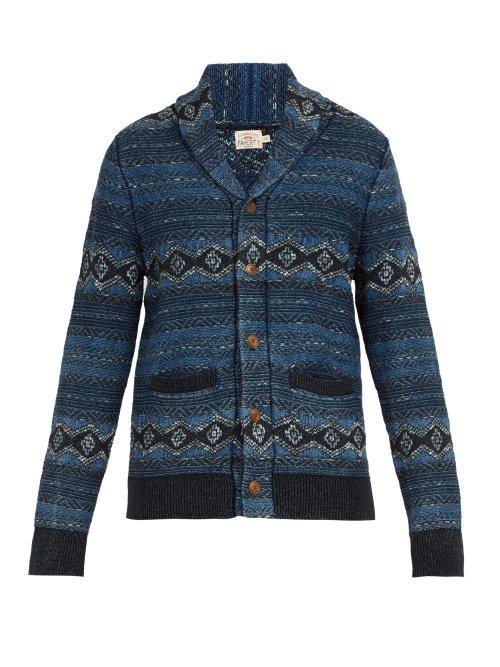 Matchesfashion.com Faherty - Indigo Shore Cotton Blend Cardigan - Mens - Blue Multi