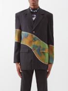 Ahluwalia - Babu Panelled Wool-blend Twill Suit Jacket - Mens - Black Multi