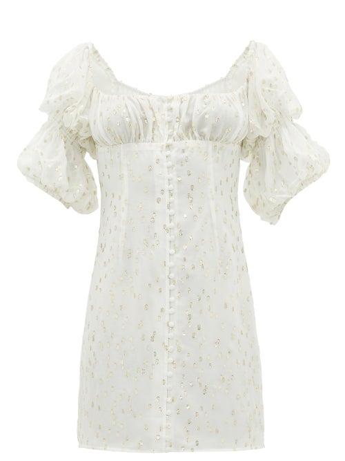 Matchesfashion.com Rat & Boa - Off-the-shoulder Metallic Fil Coup Mini Dress - Womens - Ivory