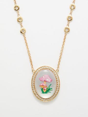 Jacquie Aiche - Mother-of-pearl, Diamond & 14kt Gold Necklace - Womens - Pink Multi