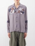 Noma T.d - Floral-embroidery Twill Shirt - Mens - Grey