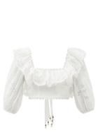 Matchesfashion.com Zimmermann - Lulu Lace And Cotton-poplin Crop Top - Womens - Ivory