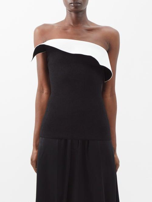 Proenza Schouler - Asymmetric Strapless Knitted Top - Womens - Black White