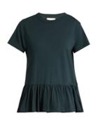 The Great Peplum-hem Distressed Cotton T-shirt