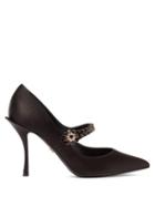 Matchesfashion.com Dolce & Gabbana - Crystal-embellished Mary-jane Satin Pumps - Womens - Black
