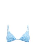 Matchesfashion.com Fisch - Coco Seahorse-print Bikini Top - Womens - Blue Print