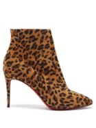 Matchesfashion.com Christian Louboutin - Eloise 85 Leopard Print Suede Boots - Womens - Leopard