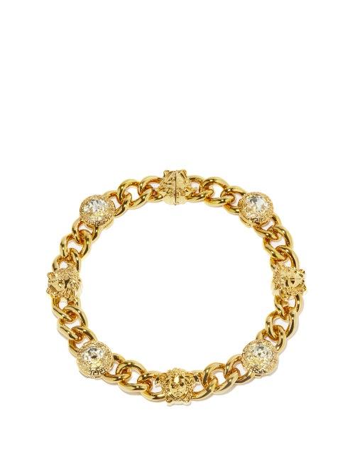 Ladies Jewellery Versace - Medusa And Crystal Chain Choker Necklace - Womens - Gold
