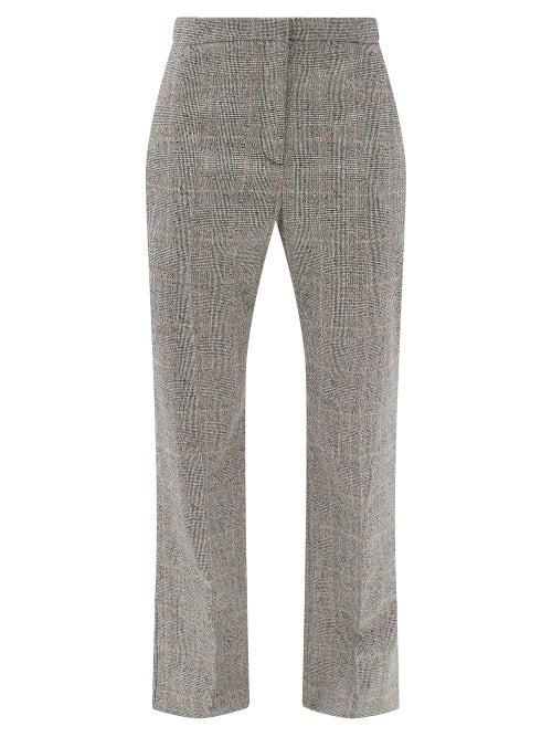 Matchesfashion.com Alexander Mcqueen - Cropped Prince-of-wales Checked Trousers - Womens - Grey Multi