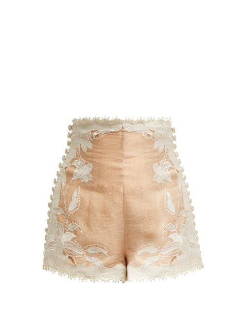 Matchesfashion.com Zimmermann - Corsage Lily Lace Shorts - Womens - Nude