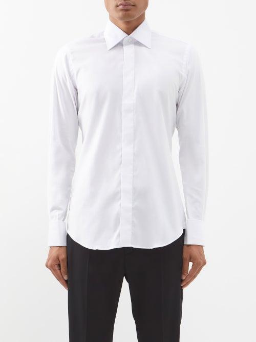Thom Sweeney - Super 130s Cotton-blend Twill Tuxedo Shirt - Mens - White