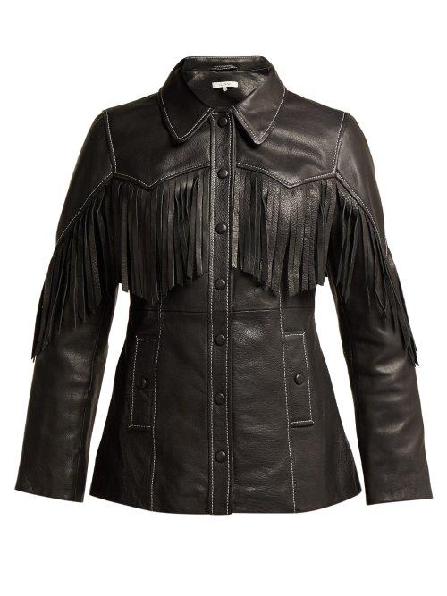 Matchesfashion.com Ganni - Angela Fringed Leather Jacket - Womens - Black
