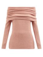 Altuzarra - Putney Off-shoulder Ribbed Merino-blend Sweater - Womens - Light Pink