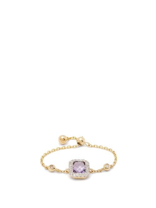 Matchesfashion.com Anissa Kermiche - February Amethyst, Diamond & Gold Chain Ring - Womens - Purple