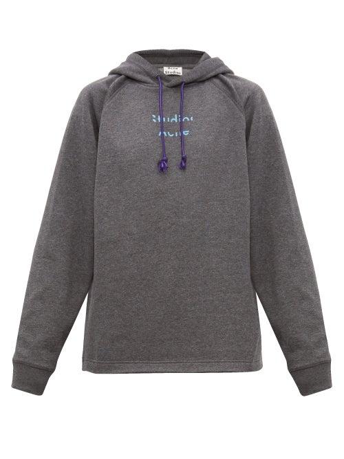 Matchesfashion.com Acne Studios - Fenton Video Print Jersey Hooded Sweatshirt - Mens - Grey