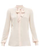 Matchesfashion.com Giambattista Valli - Tie Neck Crepe Blouse - Womens - Light Pink
