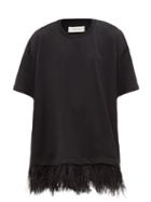 Matchesfashion.com Marques'almeida - Feathered Cotton Jersey T Shirt Dress - Womens - Black