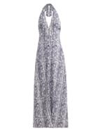 Matchesfashion.com Heidi Klein - Kenya Python Print Halterneck Dress - Womens - Python