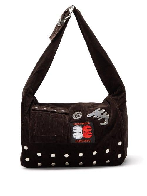 Chopova Lowena - Studded Corduroy Shoulder Bag - Womens - Brown Multi