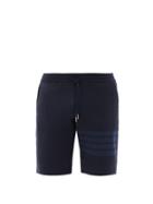 Matchesfashion.com Thom Browne - Four-bar Cotton-jersey Shorts - Mens - Navy