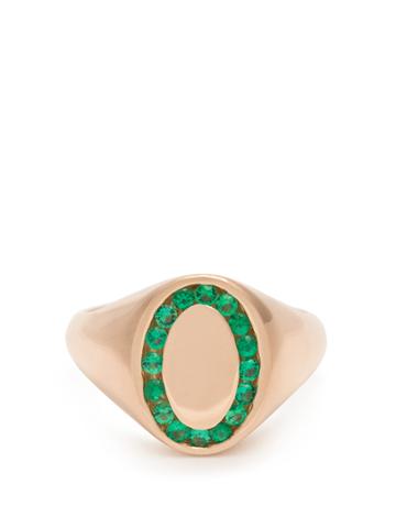 Jessica Biales Emerald & Pink-gold Ring