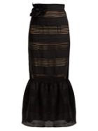 Matchesfashion.com Zimmermann - Corsage Lace Insert Linen Skirt - Womens - Black