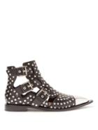 Matchesfashion.com Alexander Mcqueen - Studded Leather Boots - Womens - Black Silver