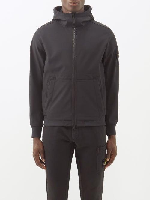 Stone Island - Logo-patch Soft-shell Hooded Jacket - Mens - Black