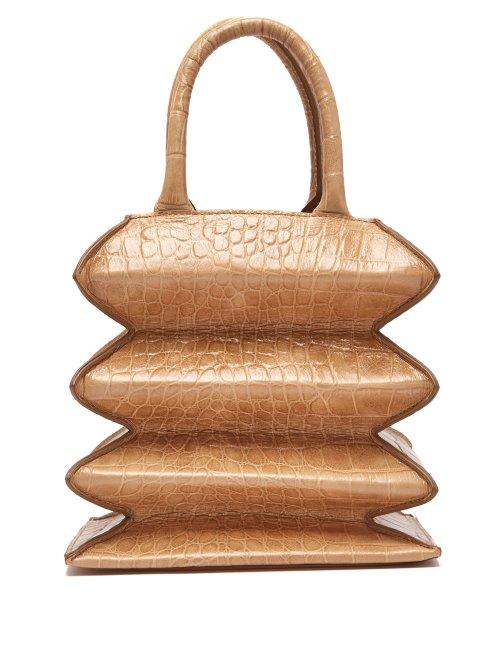 Matchesfashion.com Staud - Hutton Accordion Crocodile Effect Leather Bag - Womens - Camel
