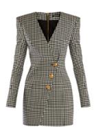 Matchesfashion.com Balmain - Houndstooth Buttoned Mini Dress - Womens - Black White