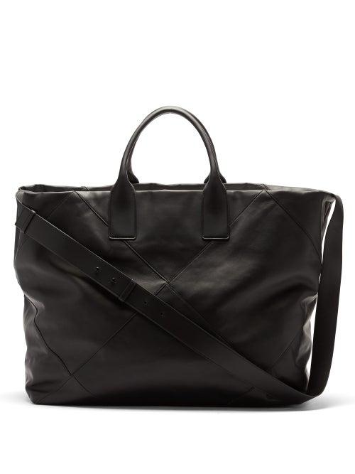 Mens Bags Bottega Veneta - Intrecciato Panelled Leather Tote Bag - Mens - Black