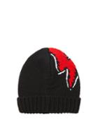 Matchesfashion.com Prada - Lightning Knitted Wool Beanie Hat - Mens - Black Red